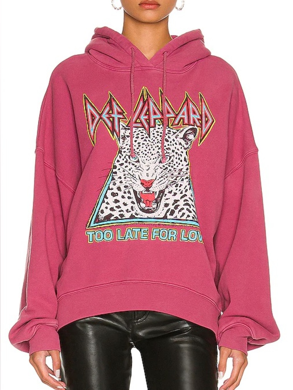 Daydreamer Def Leppard Too Late For Love Hoodie Womens S Pink Band Graphic